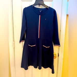 Tommy Hilfiger Girls Navy Long Sleeve Dress Size L (12/14)